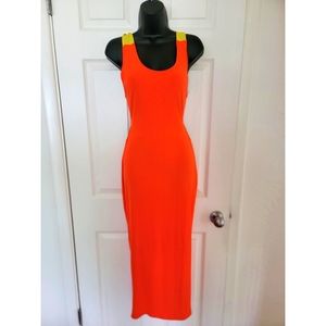 Ribbed Knit Criss Cross Tie Back Midi Dress